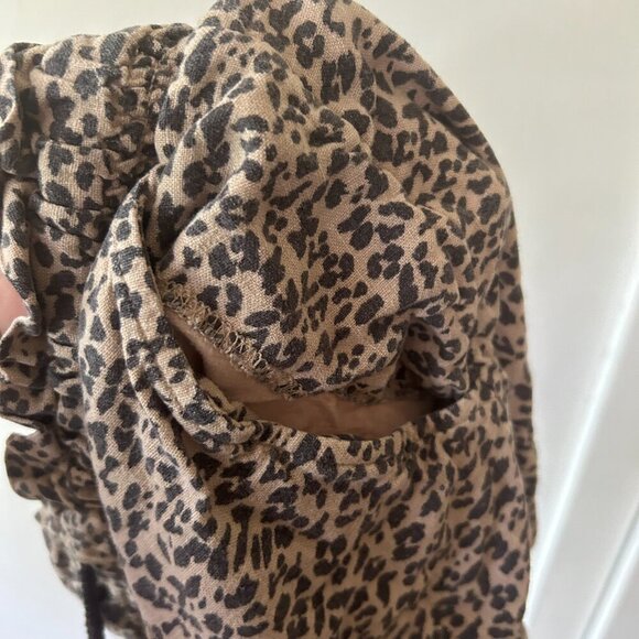 Abercrombie & Fitch Leopard Print Shorts Womens Small Pockets Tie Linen Blend - Picture 6 of 6